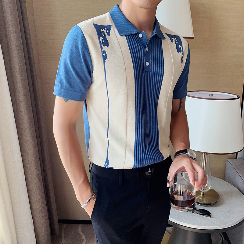 Polo à manches courtes pour hommes avec broderie rétro - Nael