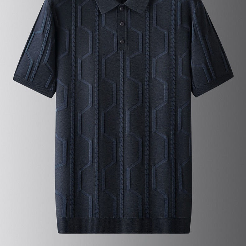 Polo homme à texture géométrique en maille structurée - Matteo