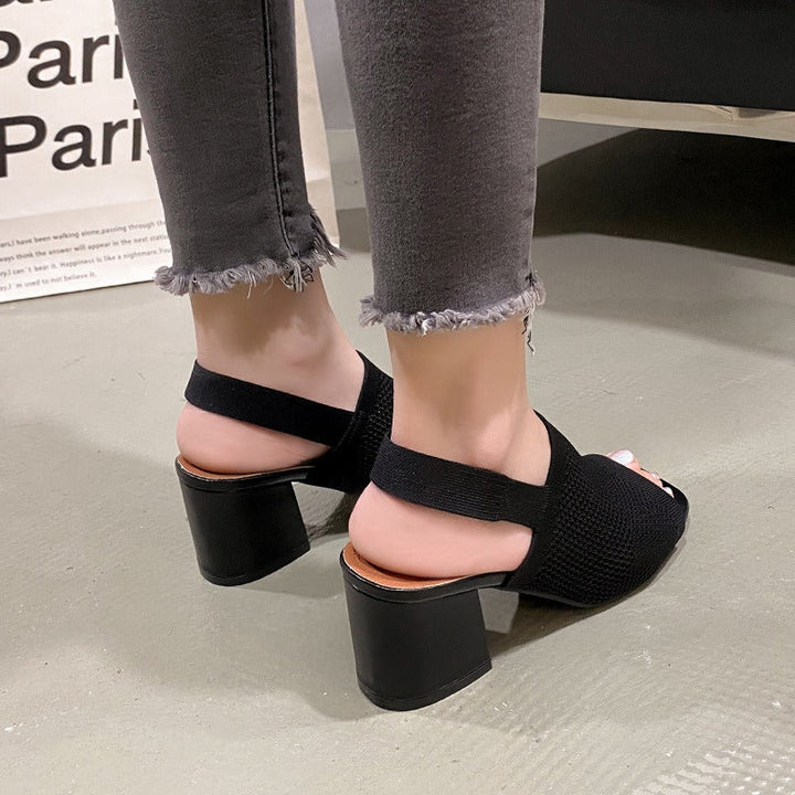 Sandales à talons larges en tissu respirant pour femmes - Danitza