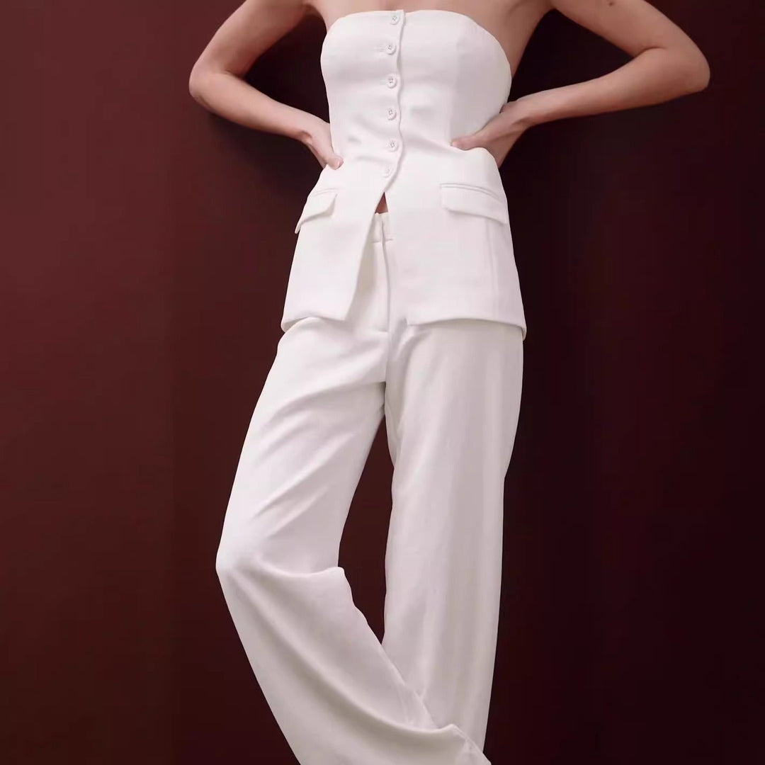 Ensemble femme élégant corset structuré avec pantalon droit - Leticia