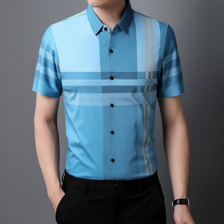 Chemise à manches courtes à imprimé géométrique fluide pour hommes - Henrik