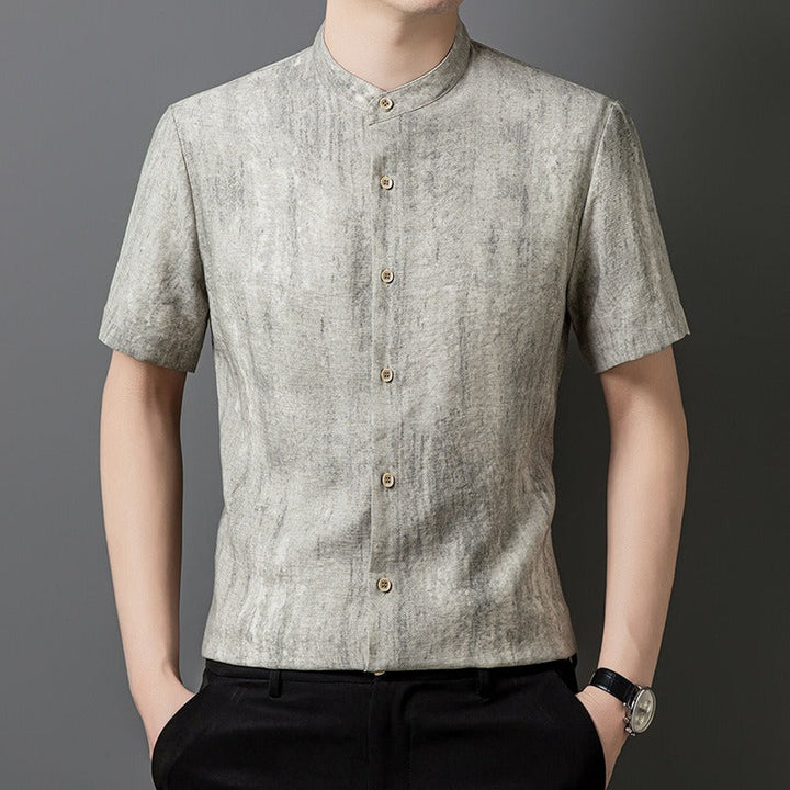Chemise homme en lin respirant, col mao - Agustin