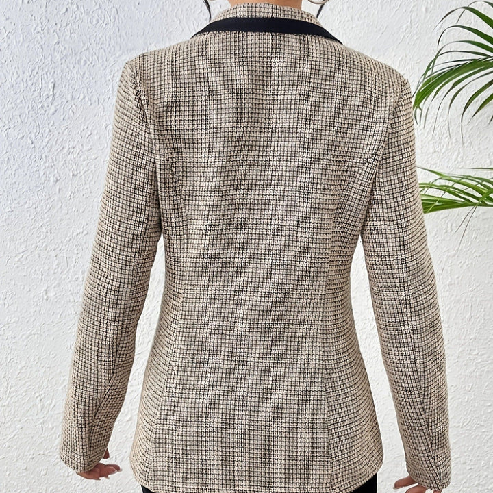 Veste femme tissu tweed revers contrasté style élégant - Noémie