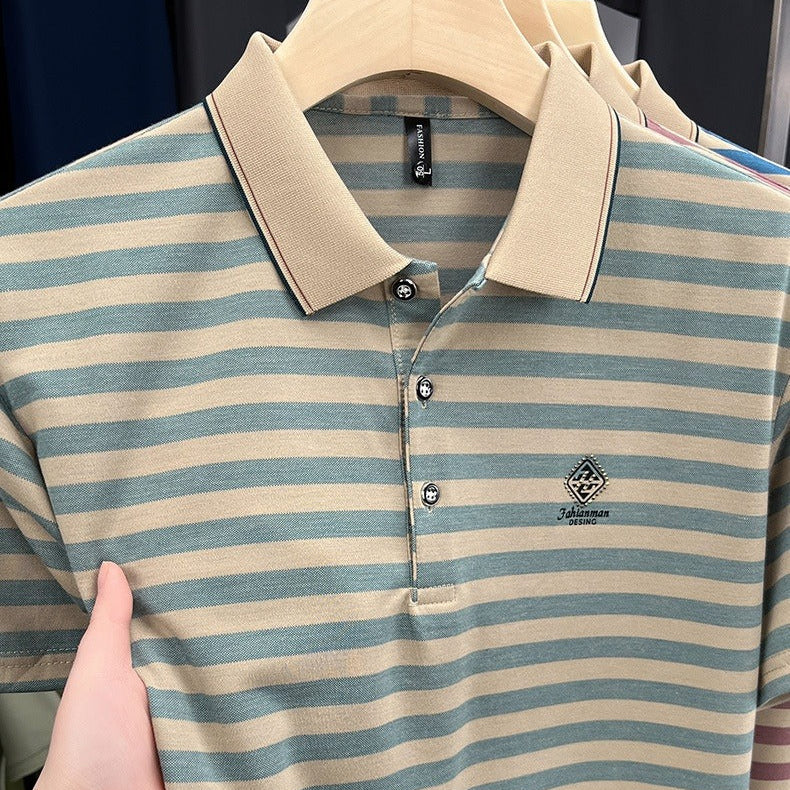 Polo rayé en maille à col classique pour hommes - Marc
