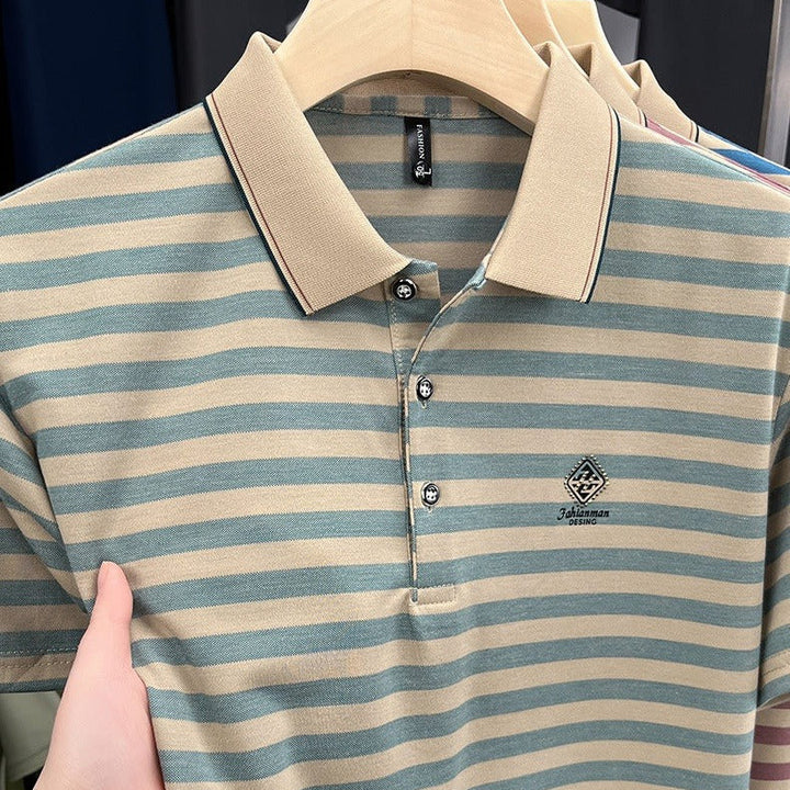 Polo rayé en maille à col classique pour hommes - Marc