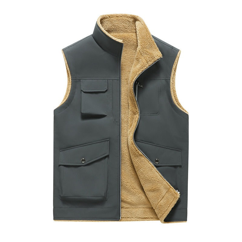 Gilet multi-poches pour hommes, doublé en polaire, style outdoor - Owen