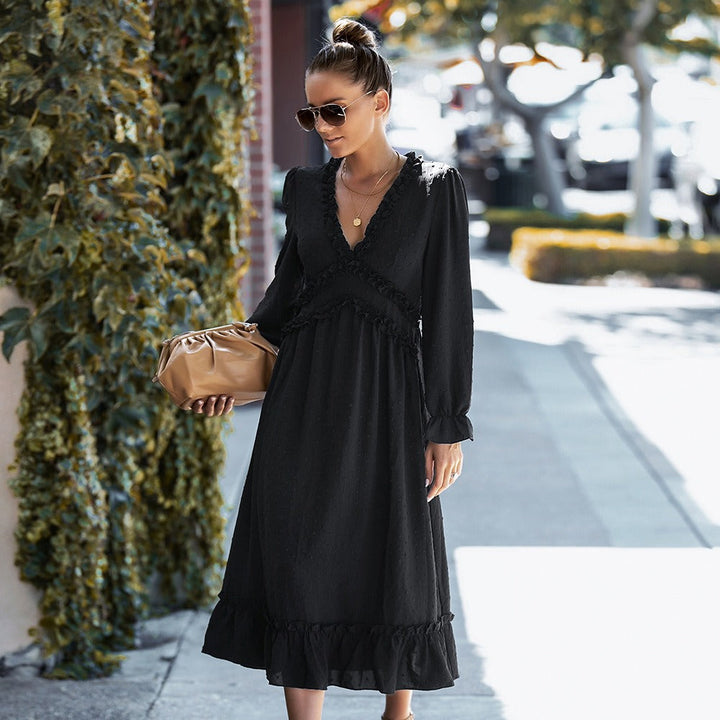 Robe midi pour femme avec texture plumeti romantique - Aitana