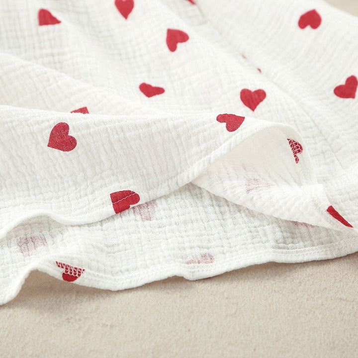 Robe longue sans manches en coton imprimé cœur pour femme - Mieke