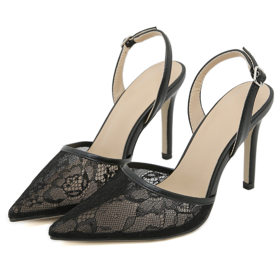 Chaussures à talon haut pour femmes, dentelle florale, style élégant - Mireia