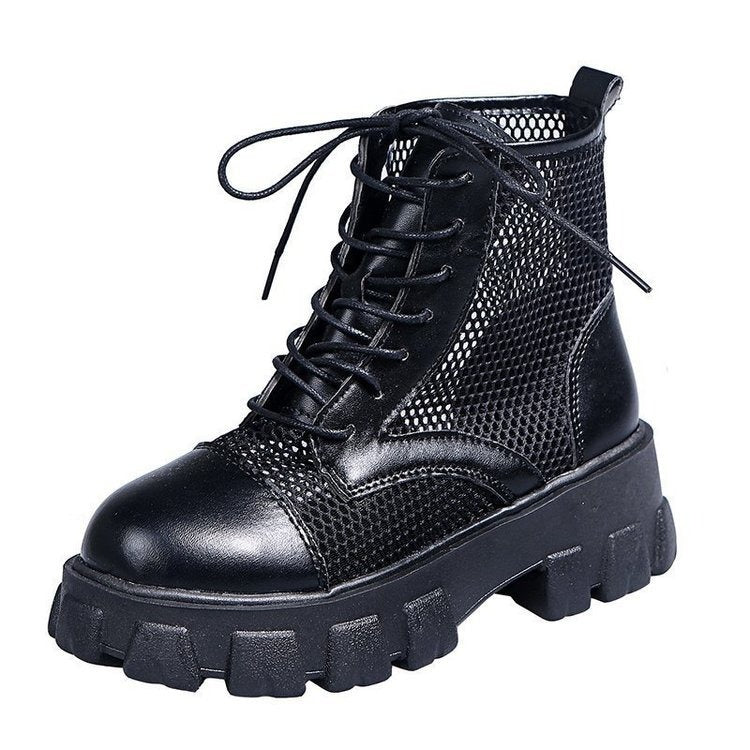 Bottes militaires pour femmes avec empiècements en maille - Lioré