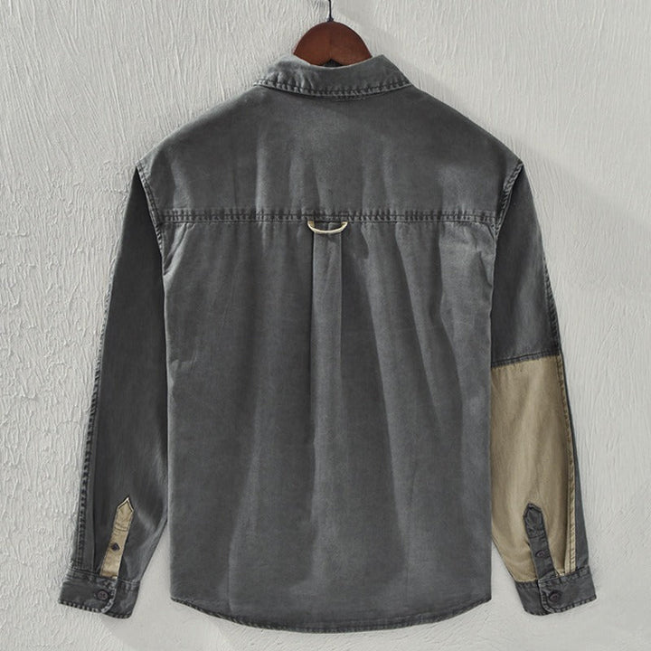 Surchemise décontractée à poches en coton bicolore pour hommes - Yaren