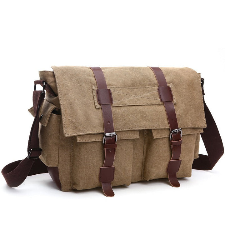 Sac à bandoulière en toile pour homme avec bretelles en cuir de style vintage - Sébastien