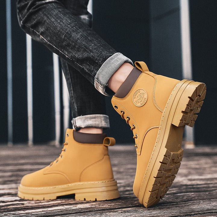 Bottes hautes en cuir synthétique à semelles épaisses pour hommes, style urbain - Elias