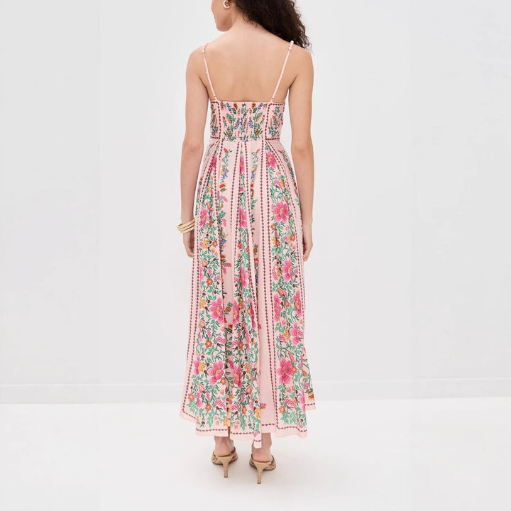 Robe longue romantique à imprimé floral et fines bretelles pour femme - Tatiana
