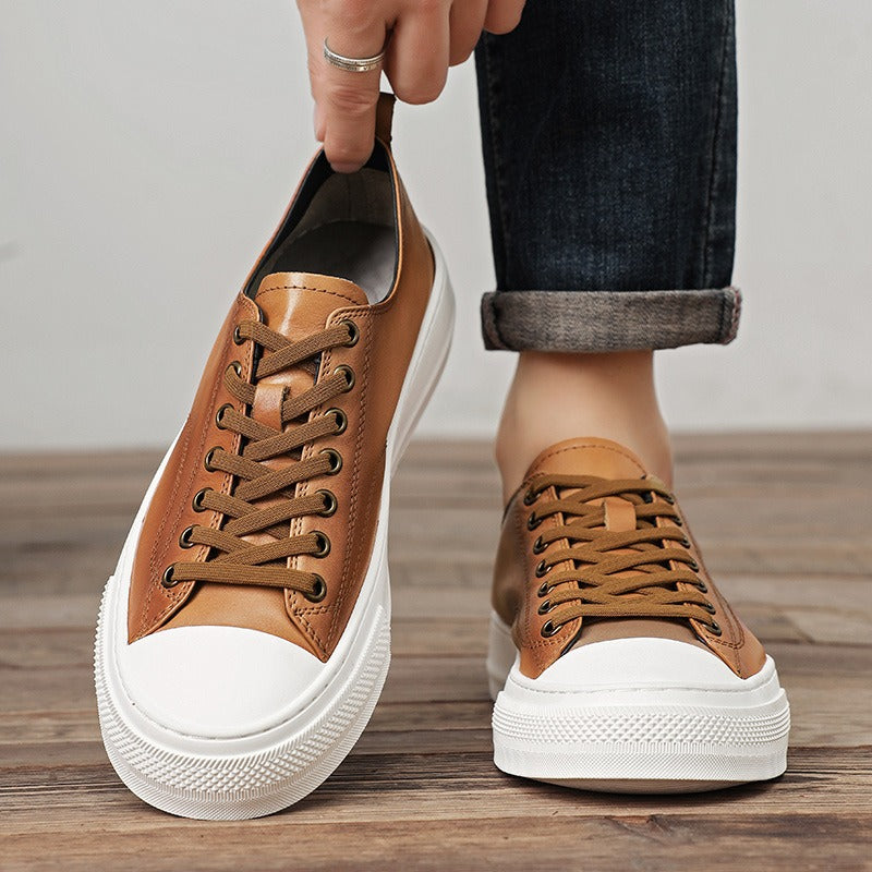 Baskets homme en cuir synthétique blanc style urbain - Yago