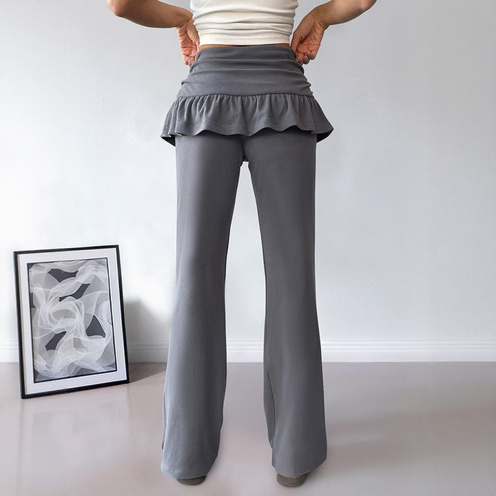 Pantalon évasé à volants en coton pour femme - Solène