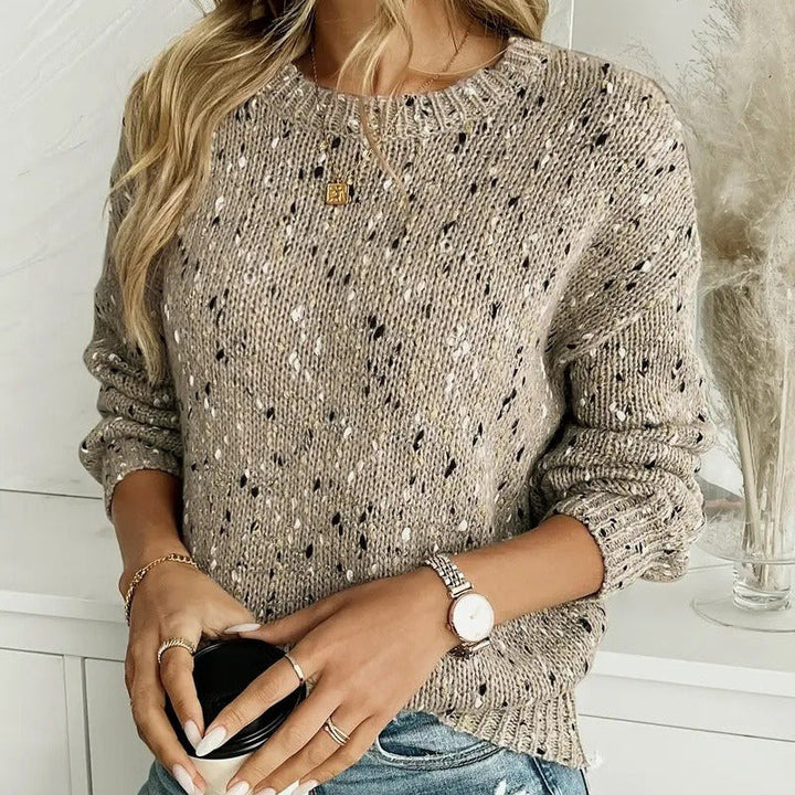 Pull en maille chinée pour femme, style décontracté - Elora