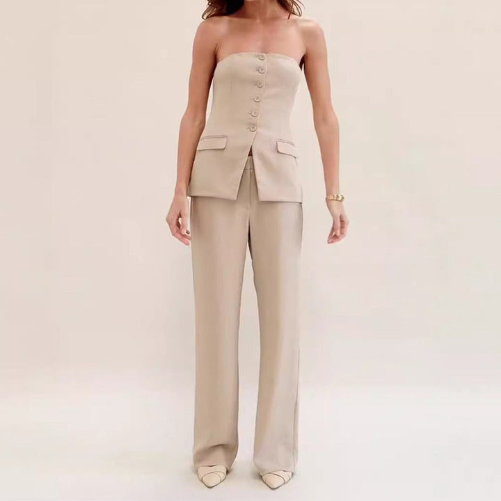 Ensemble femme élégant corset structuré avec pantalon droit - Leticia
