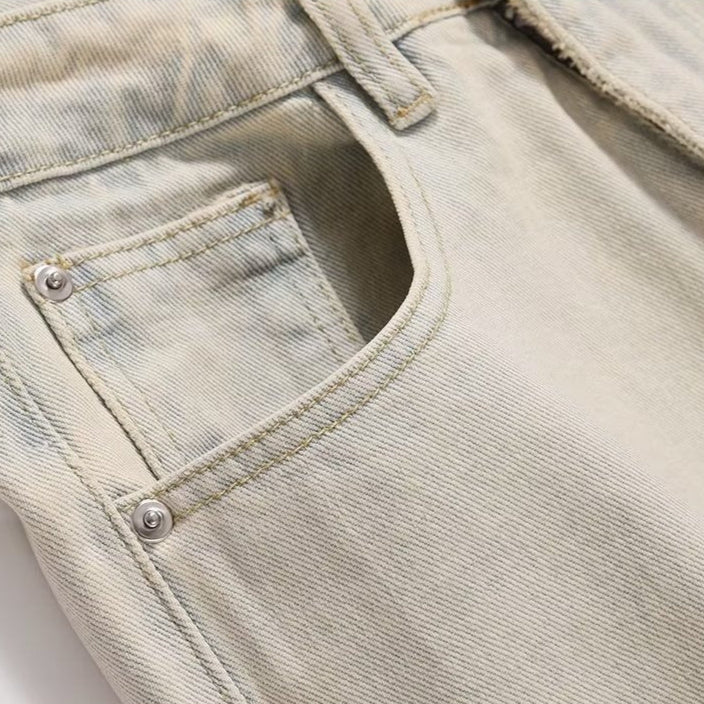 Jean coupe droite en denim déchiré pour hommes - Gael