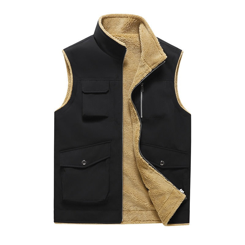 Gilet multi-poches pour hommes, doublé en polaire, style outdoor - Owen