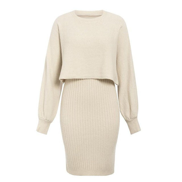 Robe deux pièces en maille à effet - Karine