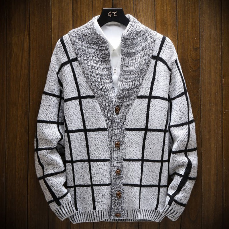 Gilet en maille écossaise avec revers - Adrien
