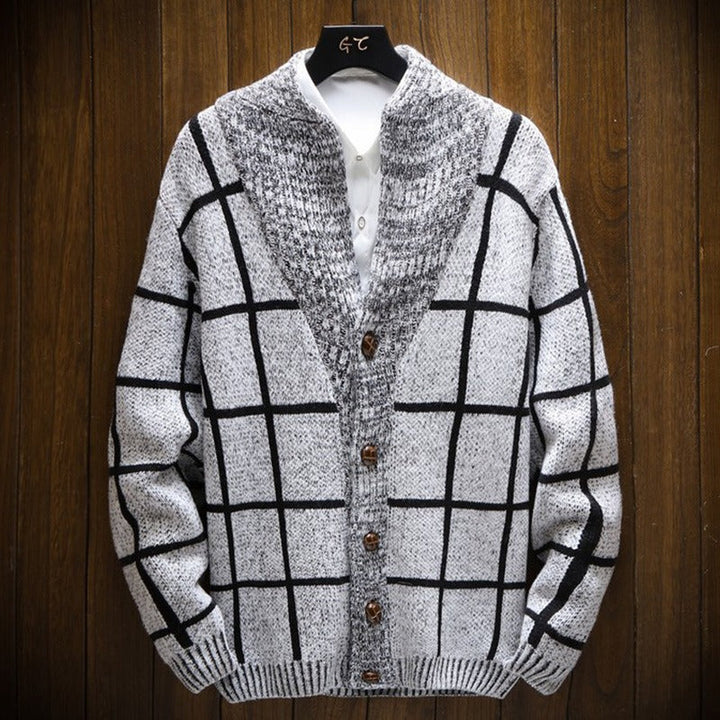 Gilet en maille écossaise avec revers - Adrien