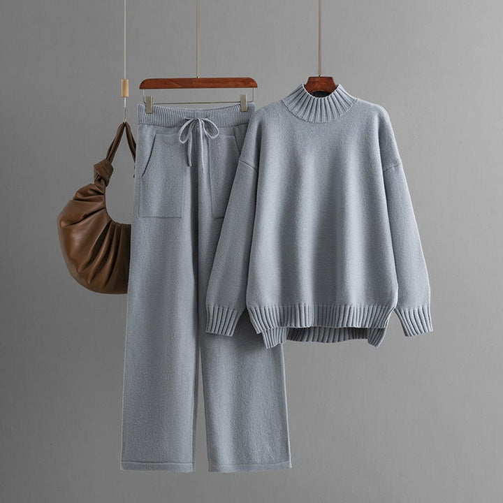 Ensemble à col roulé en maille douce pour femmes, style minimaliste - Amélie