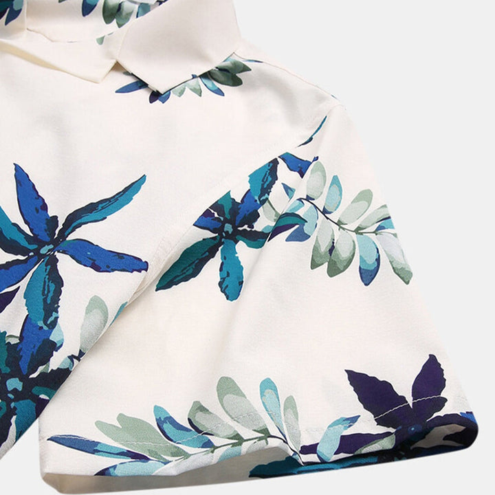 Chemise à manches courtes en viscose à imprimé tropical pour hommes - Théo
