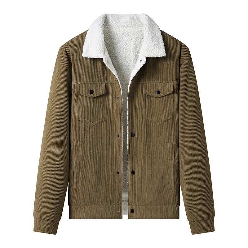 Veste en velours côtelé pour homme, doublée en polaire, style décontracté - Alain
