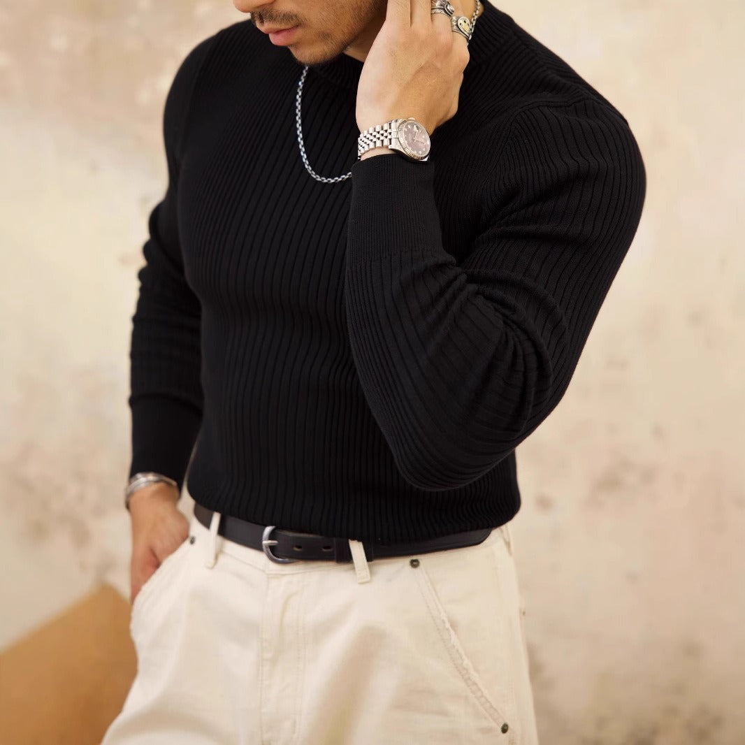 Pull côtelé homme slim fit col rond - Alvaro