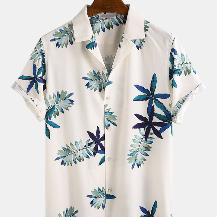 Chemise à manches courtes en viscose à imprimé tropical pour hommes - Théo