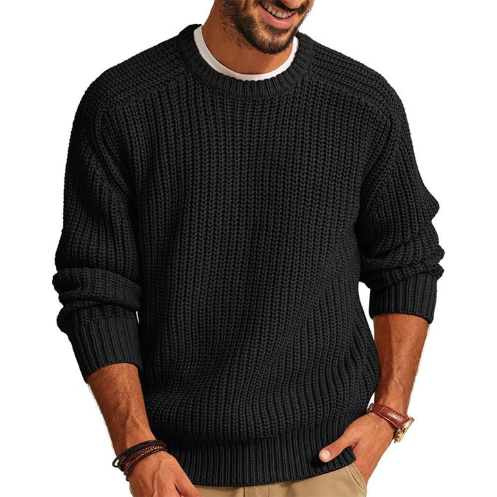Pull à col ras du cou en maille épaisse pour hommes - Levik