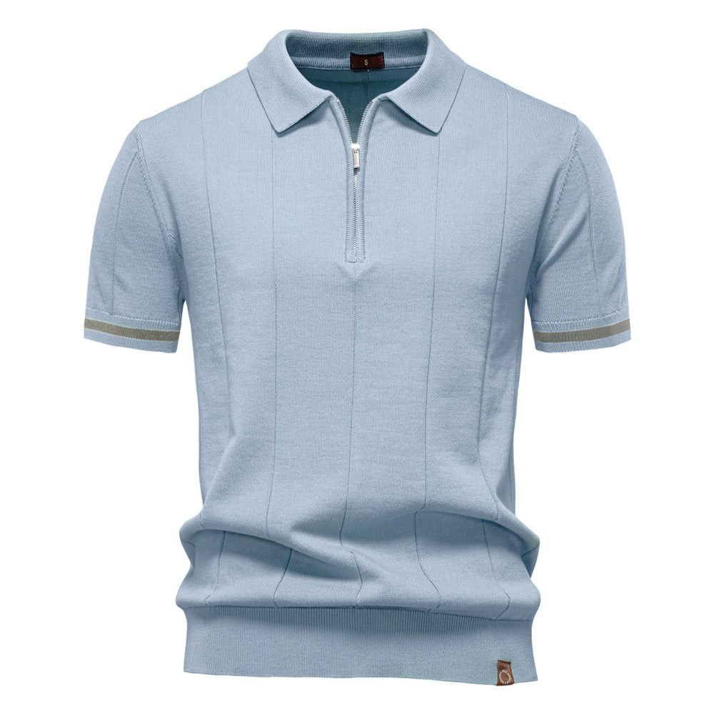 Polo classique à manches courtes en maille zippée pour hommes - Baptiste