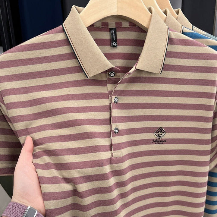Polo rayé en maille à col classique pour hommes - Marc