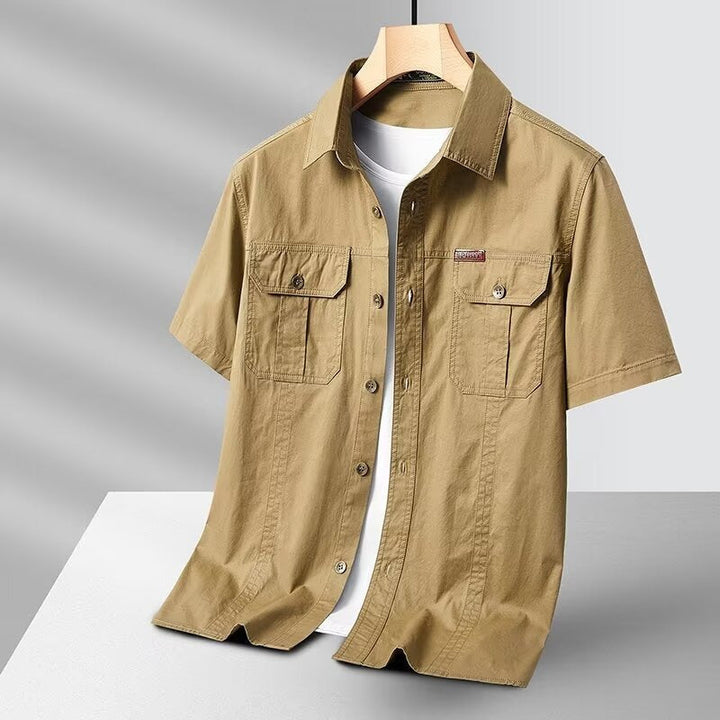 Chemise homme à manches courtes en coton avec poches militaires - Renzo
