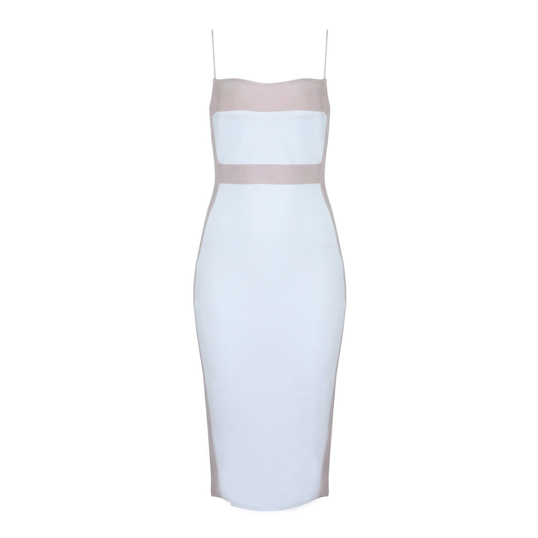 Robe midi pour femme à fines bretelles et design bicolore - Teresa