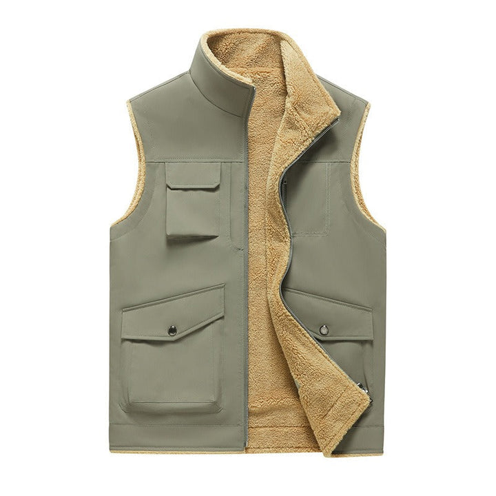 Gilet multi-poches pour hommes, doublé en polaire, style outdoor - Owen