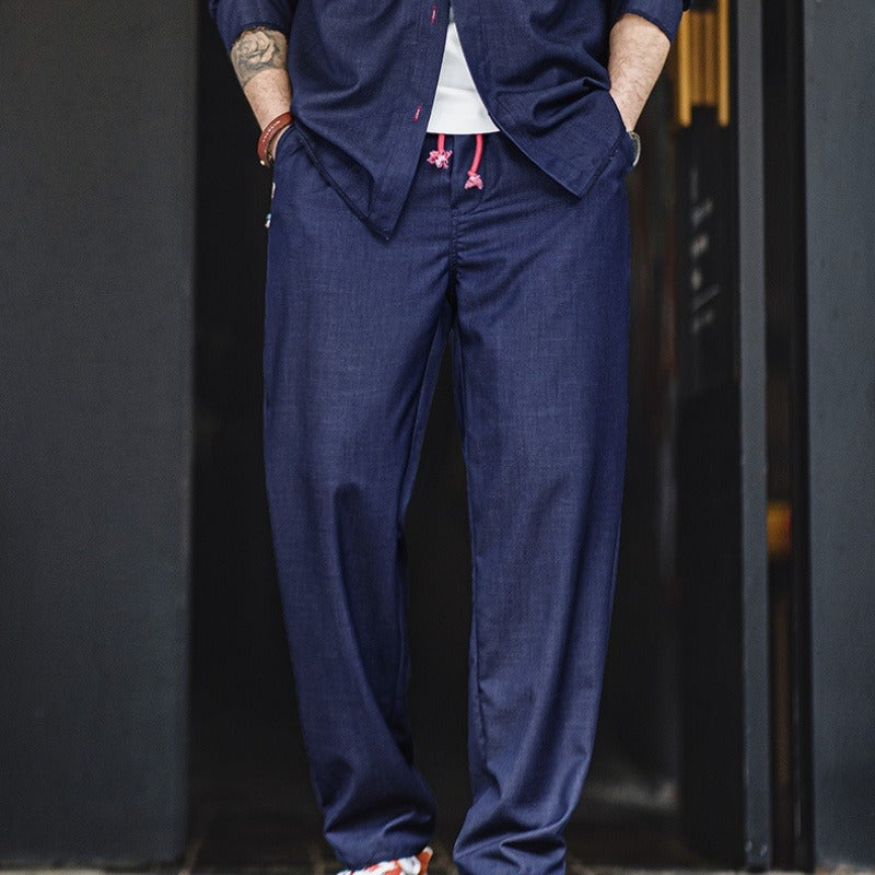 Pantalon homme en coton à coupe décontractée et cordon de serrage - Maximo