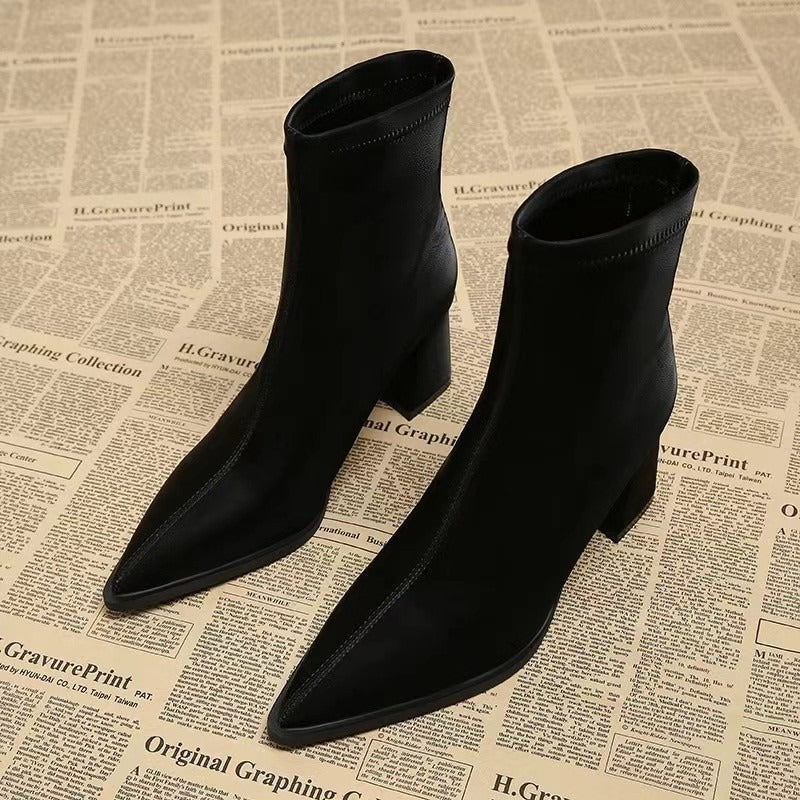 Bottines élastiques à talon large pour femmes - Maribel