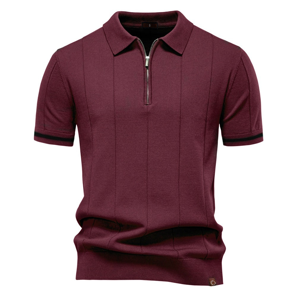 Polo classique à manches courtes en maille zippée pour hommes - Baptiste