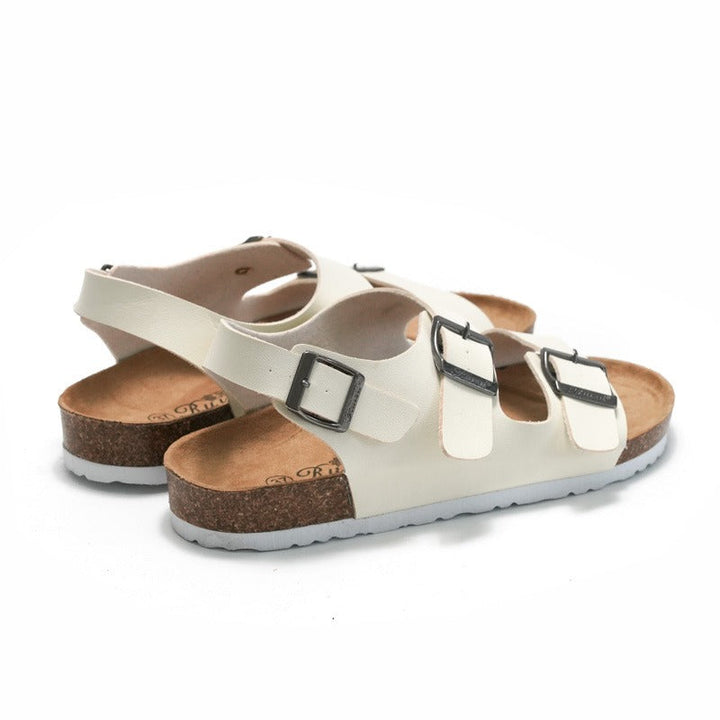 Sandales plates pour femmes avec brides minimalistes en liège réglables - Larissa