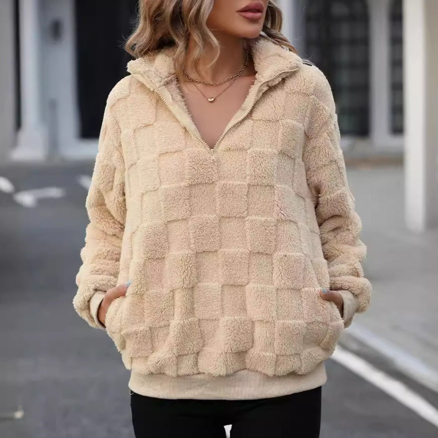 Sweat à col roulé en polaire avec fermeture éclair - Noémie