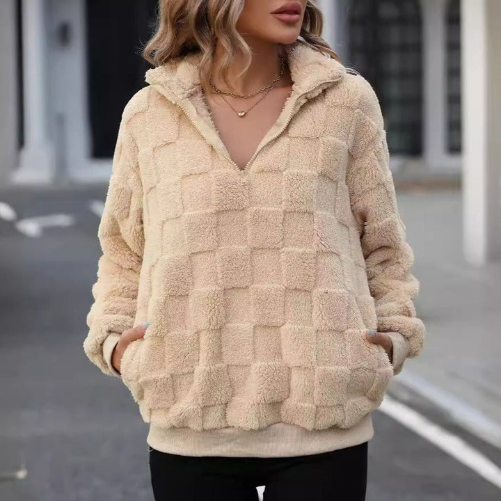 Sweat à col roulé en polaire avec fermeture éclair - Noémie