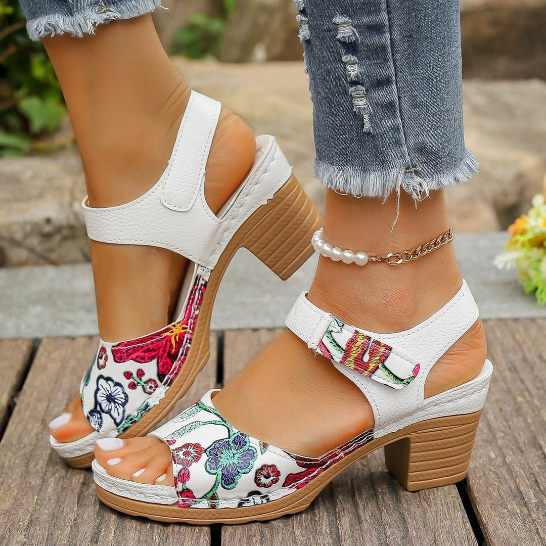 Sandales pour femmes en cuir synthétique à talon moyen - Vanessa