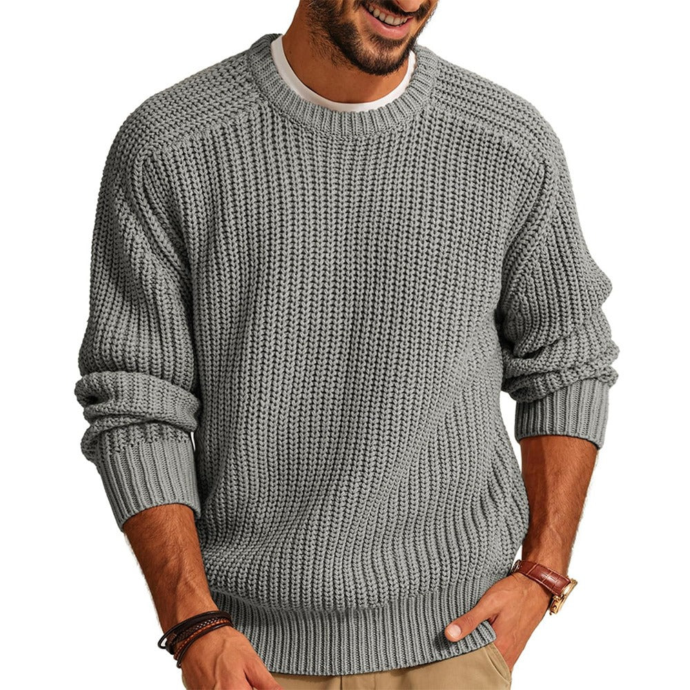 Pull à col ras du cou en maille épaisse pour hommes - Levik