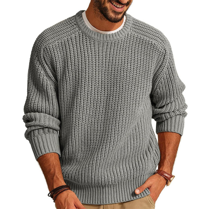 Pull à col ras du cou en maille épaisse pour hommes - Levik