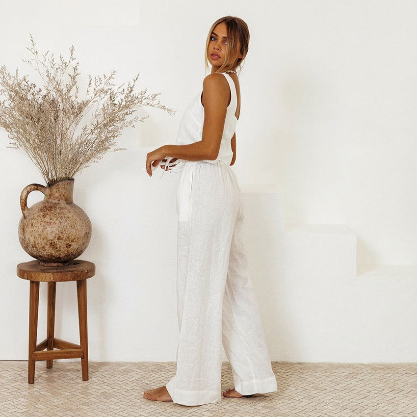 Ensemble de jarretelles en lin pour femmes - Martina