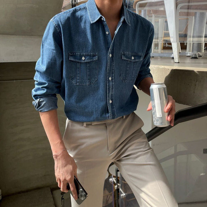 Chemise en denim à poches avant pour hommes - Loris