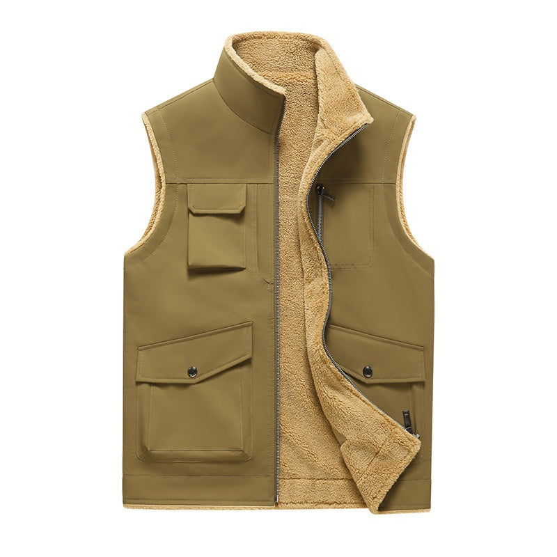 Gilet multi-poches pour hommes, doublé en polaire, style outdoor - Owen